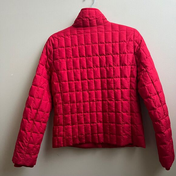 J. Crew Snowcap Down Jacket Womens  Quilted Coat  Red Full Gold zip Size S - Picture 2 of 5